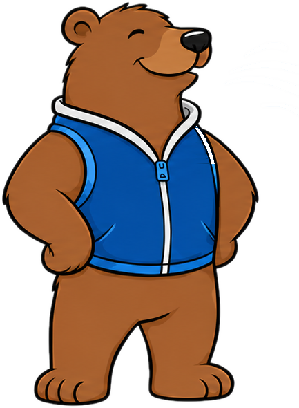FreshBear mascot — a friendly bear in a blue FreshBear vest